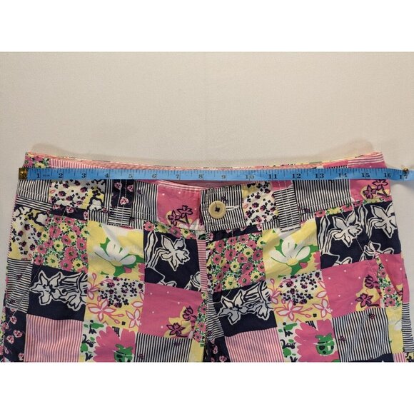 Lilly Pulitzer Callahan Patchwork Shorts Women's 2 Blue Pink Floral Multi 28004 - Picture 3 of 7